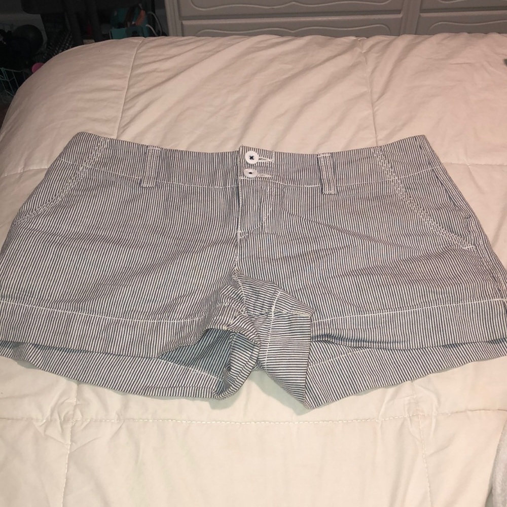 Blue & White Striped Shorts